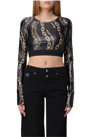 VERSACE Dames, Tops, Zwart, Maat: 2XS Viscose