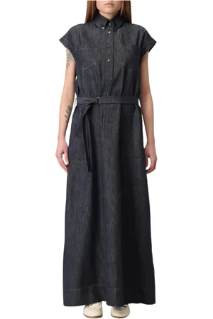 Brunello Cucinelli Dames, Jurken, Blauw, Maat: S Denim