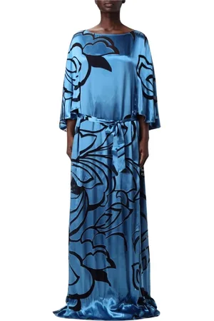 Alberta Ferretti Dames, Jurken, Blauw, Maat: XL Zijde