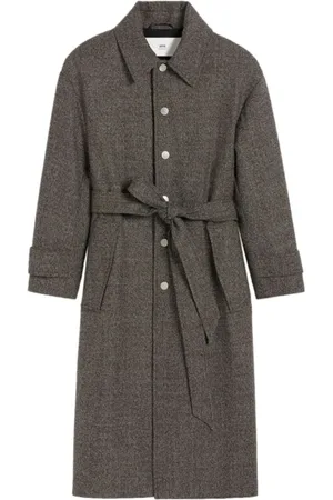 Ami Heren, Mantels, Grijs, Maat: S Gabardine