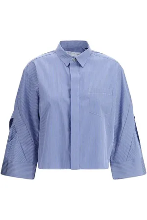 SACAI Dames, Blouses & Shirts, Blauw, Maat: M Katoen