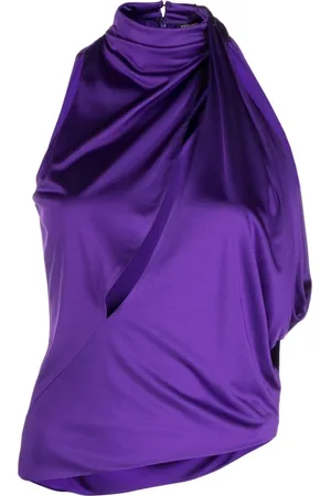 VERSACE Dames, Tops, Paars, Maat: S Satijn