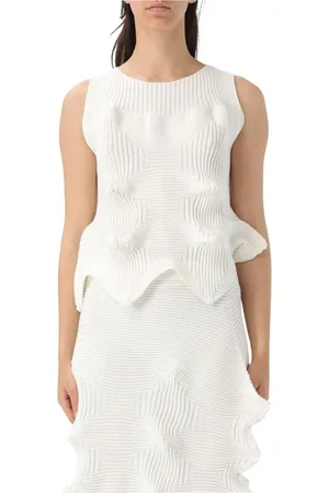 Issey Miyake Dames, Tops, Wit, Maat: M Poliester