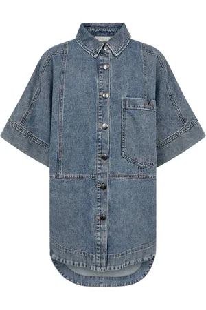 Copenhagen Muse Dames, Blouses & Shirts, Blauw, Maat: M Katoen