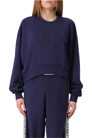 Elisabetta Franchi Dames, Sweatshirts & Hoodies, Blauw, Maat: S Katoen
