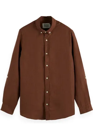 Scotch&Soda Heren, Overhemden, Bruin, Maat: XL Linnen