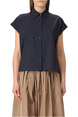 PT Torino Dames, Blouses & Shirts, Blauw, Maat: S Katoen