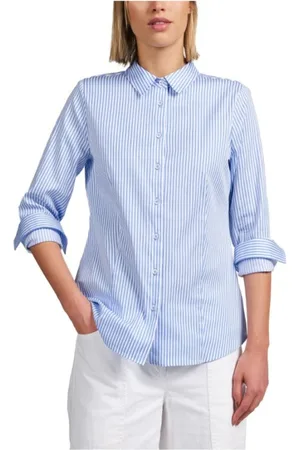 ETERNA Dames, Blouses & Shirts, Blauw, Maat: 2XL