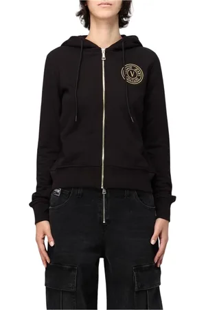 VERSACE Dames, Sweatshirts & Hoodies, Zwart, Maat: 2XS Katoen
