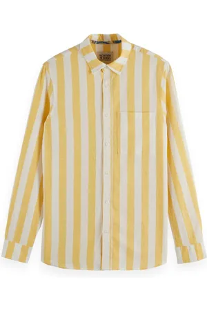 Scotch&Soda Heren, Overhemden, Geel, Maat: M Linnen