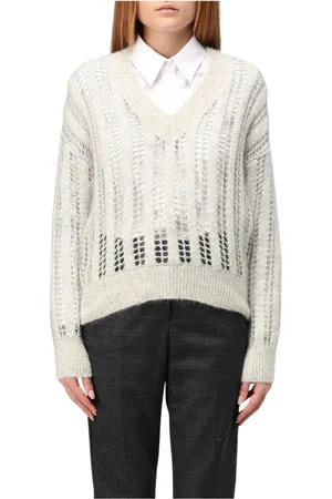 Brunello Cucinelli Dames, Truien, Grijs, Maat: XL Zijde