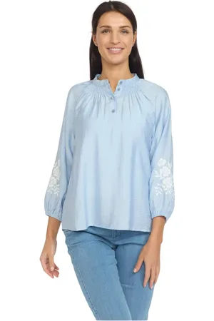 2-Biz Dames, Blouses & Shirts, Blauw, Maat: M Viscose