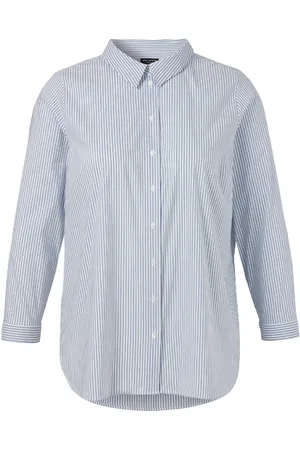Via Appia Due Dames, Blouses & Shirts, Blauw, Maat: 3XL Katoen