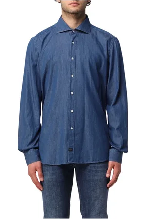 FAY Heren, Overhemden, Blauw, Maat: M Denim