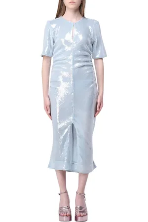 Ganni Dames, Jurken, Blauw, Maat: M Synthetisch