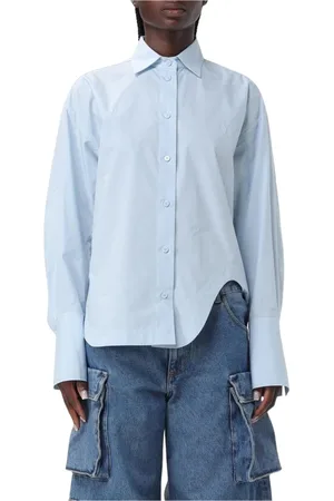 The Attico Dames, Blouses & Shirts, Blauw, Maat: S Katoen