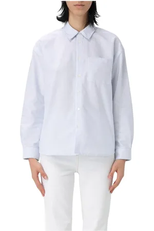 A.P.C. Dames, Blouses & Shirts, Blauw, Maat: M Katoen
