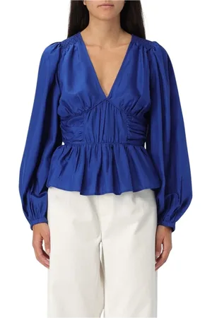 SEA Dames, Blouses & Shirts, Blauw, Maat: S Zijde