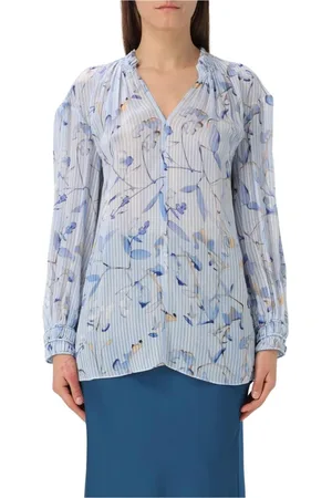 HUGO BOSS Dames, Blouses & Shirts, Blauw, Maat: M Zijde