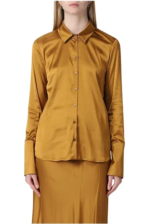 Patrizia Pepe Dames, Blouses & Shirts, Bruin, Maat: XS Satijn