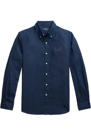 Ralph Lauren Heren, Overhemden, Blauw, Maat: L Linnen