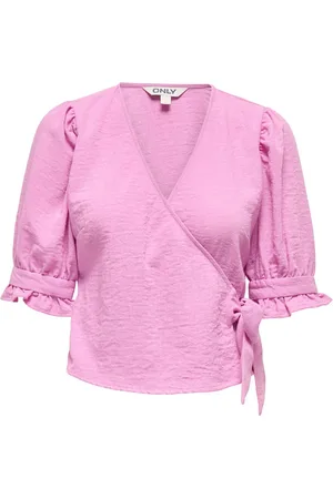 ONLY Dames, Blouses & Shirts, Paars, Maat: L Nylon