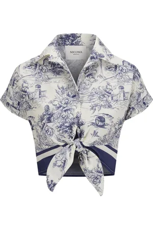 Nicowa Dames, Blouses & Shirts, Blauw, Maat: XS Katoen