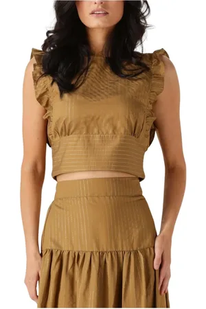 AMAYA Amsterdam Dames, Tops, Bruin, Maat: M Linnen