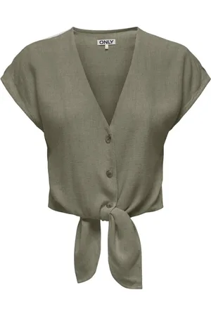 ONLY Dames, Blouses & Shirts, Groen, Maat: XL Linnen