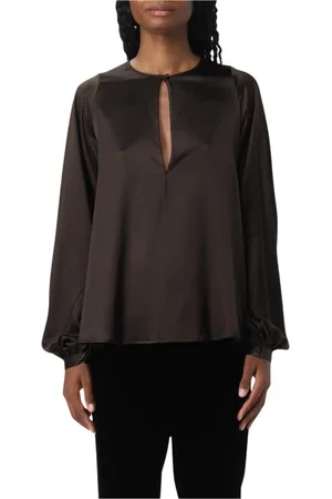 GIANLUCA CAPANNOLO Dames, Blouses & Shirts, Bruin, Maat: L Zijde