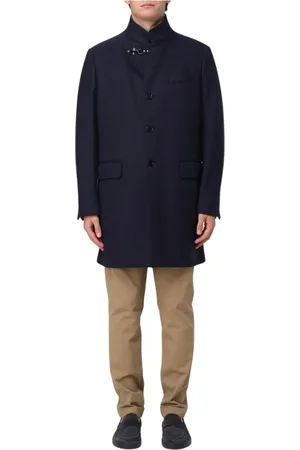 FAY Heren, Mantels, Blauw, Maat: 2XL Wol