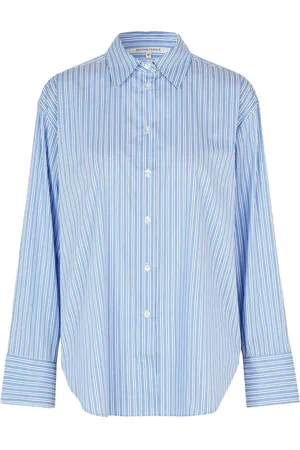 Second Female Dames, Blouses & Shirts, Blauw, Maat: M Katoen