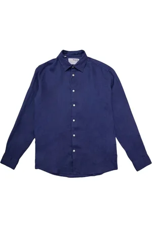 SELECTED Heren, Overhemden, Blauw, Maat: M Linnen