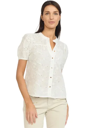2-Biz Dames, Blouses & Shirts, Wit, Maat: M Katoen