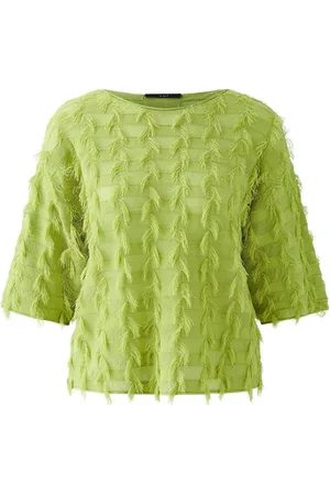 Oui Dames, Truien, Groen, Maat: M Viscose