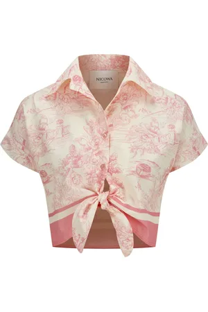 Nicowa Dames, Blouses & Shirts, Roze, Maat: XS Katoen