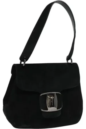 Salvatore Ferragamo Dames, Pre-owned, Zwart, Maat: ONE Size Suède