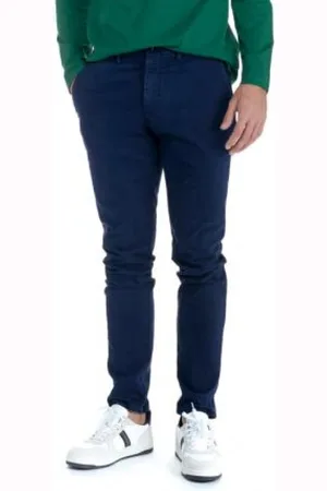 HARMONT&BLAINE Heren, Broeken, Blauw, Maat: S Katoen