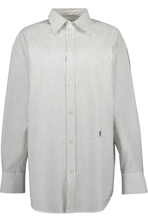 Saint Laurent Dames, Blouses & Shirts, Grijs, Maat: M Katoen