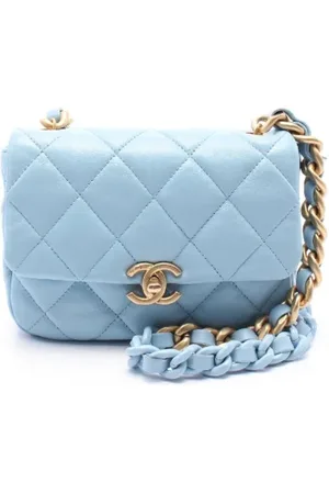 CHANEL Dames, Pre-owned, Blauw, Maat: ONE Size Leer