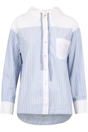 SEA Dames, Blouses & Shirts, Blauw, Maat: XS Katoen