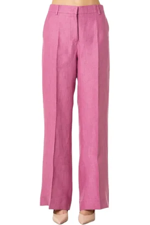 Max Mara Dames, Broeken, Roze, Maat: L Linnen