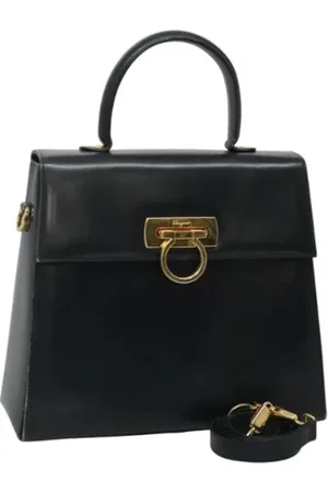 Salvatore Ferragamo Dames, Pre-owned, Zwart, Maat: ONE Size Leer
