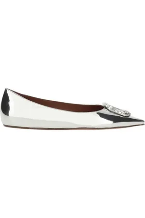 Amina Muaddi Dames, Schoenen, Grijs, Maat: 36 EU Leer