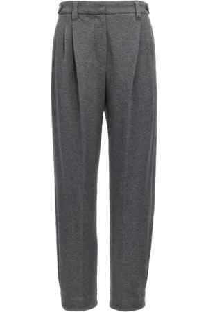 Brunello Cucinelli Dames, Broeken, Grijs, Maat: M Katoen