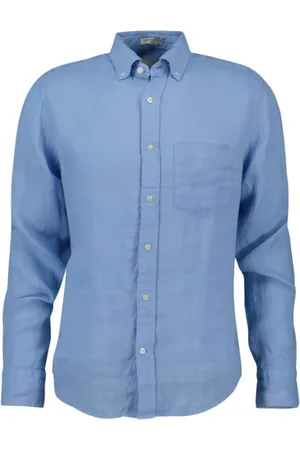 GANT Heren, Overhemden, Blauw, Maat: 2XL Linnen