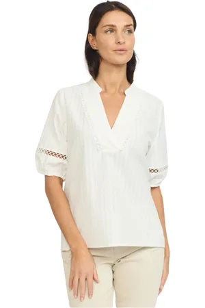 2-Biz Dames, Blouses & Shirts, Wit, Maat: 2XL Katoen