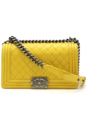 CHANEL Dames, Pre-owned, Geel, Maat: ONE Size Leer