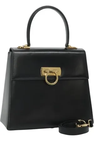 Salvatore Ferragamo Dames, Pre-owned, Zwart, Maat: ONE Size Leer