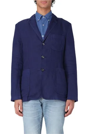Aspesi Heren, Jassen, Blauw, Maat: M Linnen